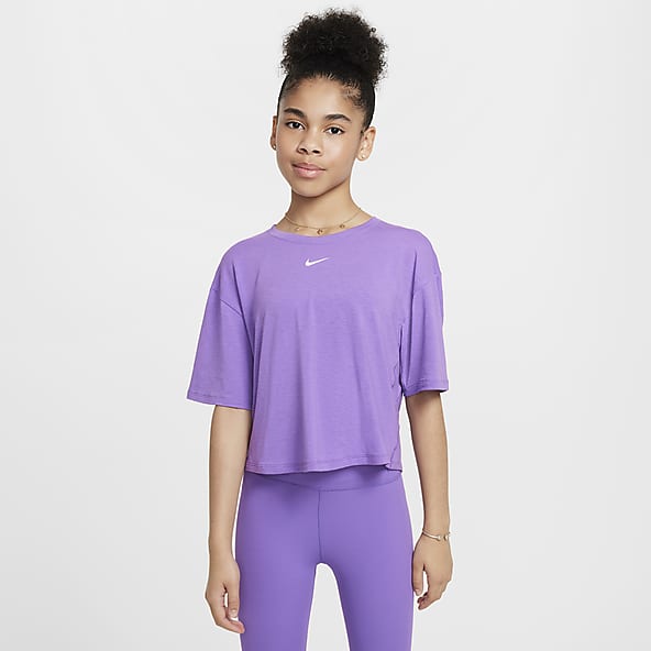 Girls Purple Dri FIT Tops T Shirts. Nike